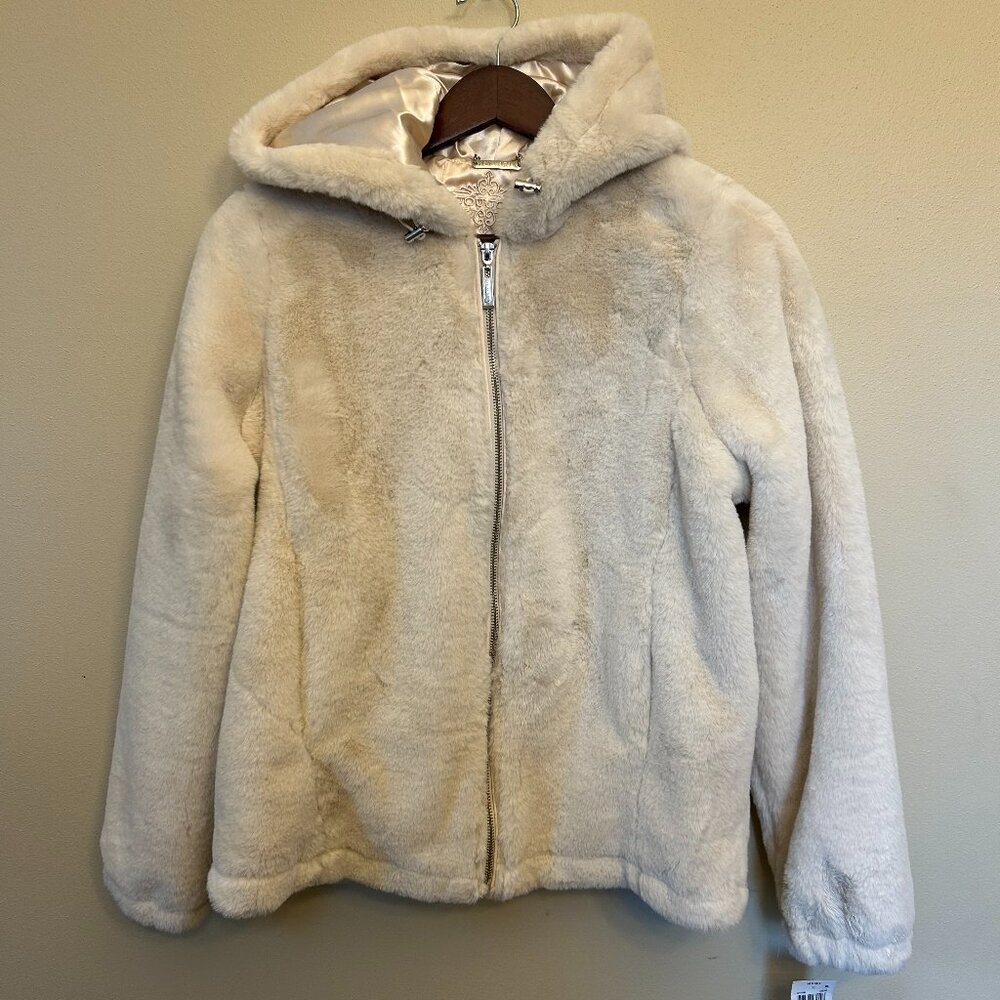 Jou Jou Women's Faux Fur Jacket Ivory Size S